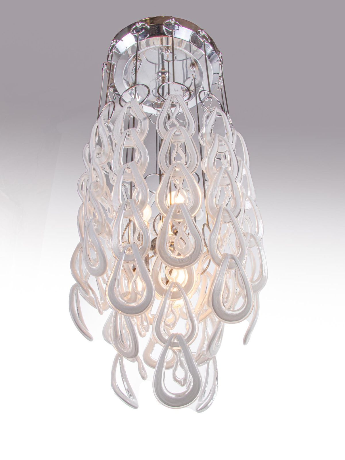 Cascading 44" Giogali Chandelier Flush Mount By Angelo Mangiarotti, Vistosi 1960 photo Lighting