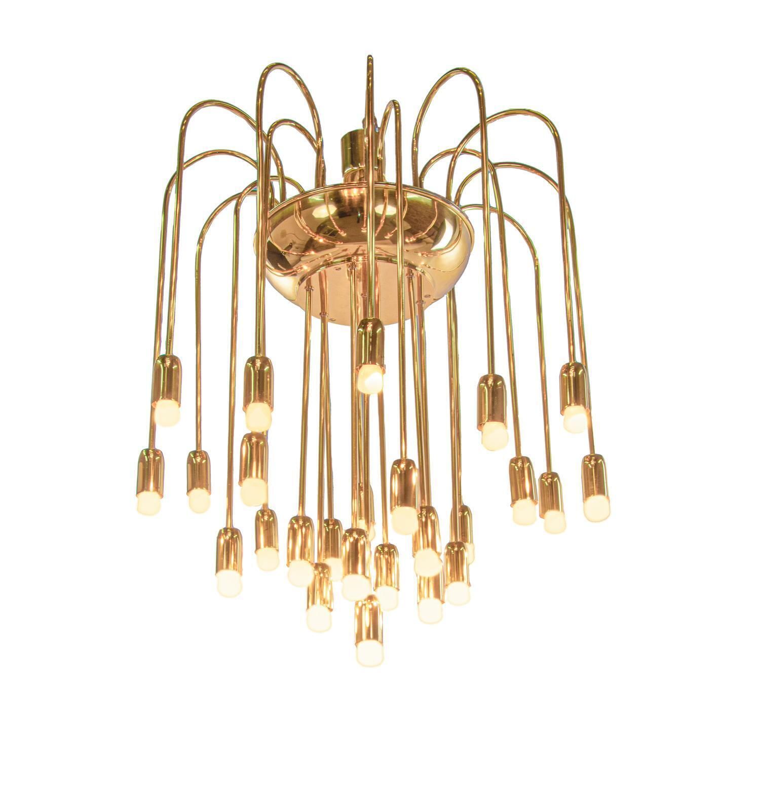 1 'Of 4' Cascading 28" Brass Flush Mount In The Manner Of Florian Schulz, 1960s photo furniture