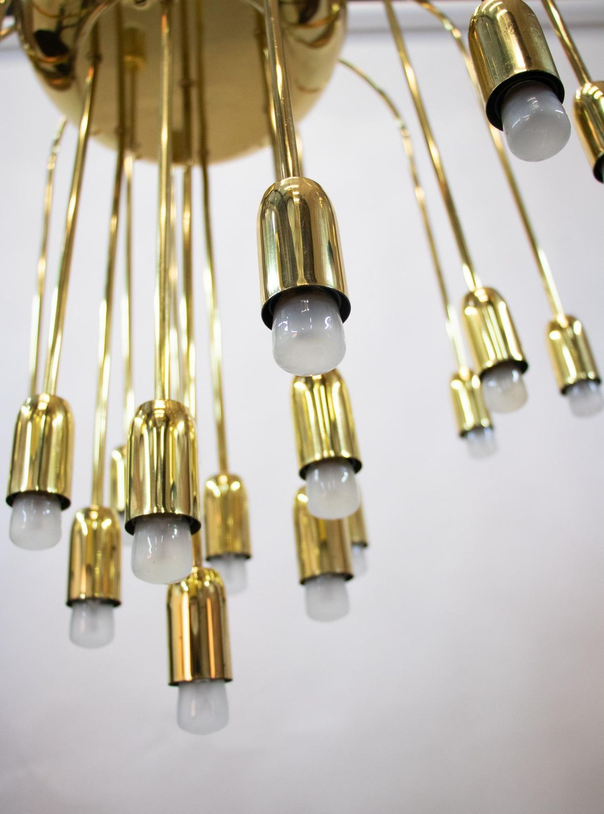 1 'Of 4' Cascading 28" Brass Flush Mount In The Manner Of Florian Schulz, 1960s photo Lighting
