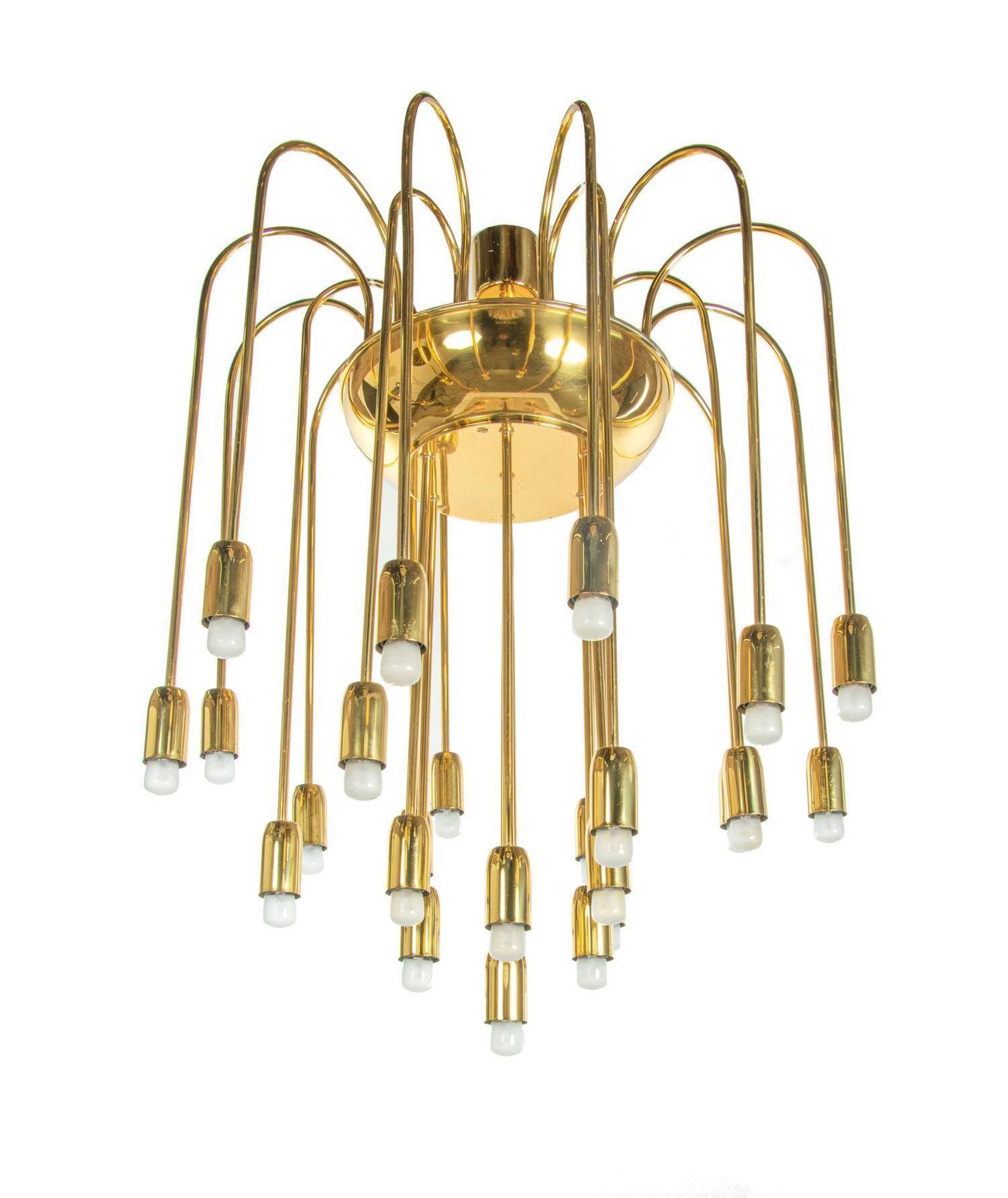 1 'Of 4' Cascading 28" Brass Flush Mount In The Manner Of Florian Schulz, 1960s photo vintage