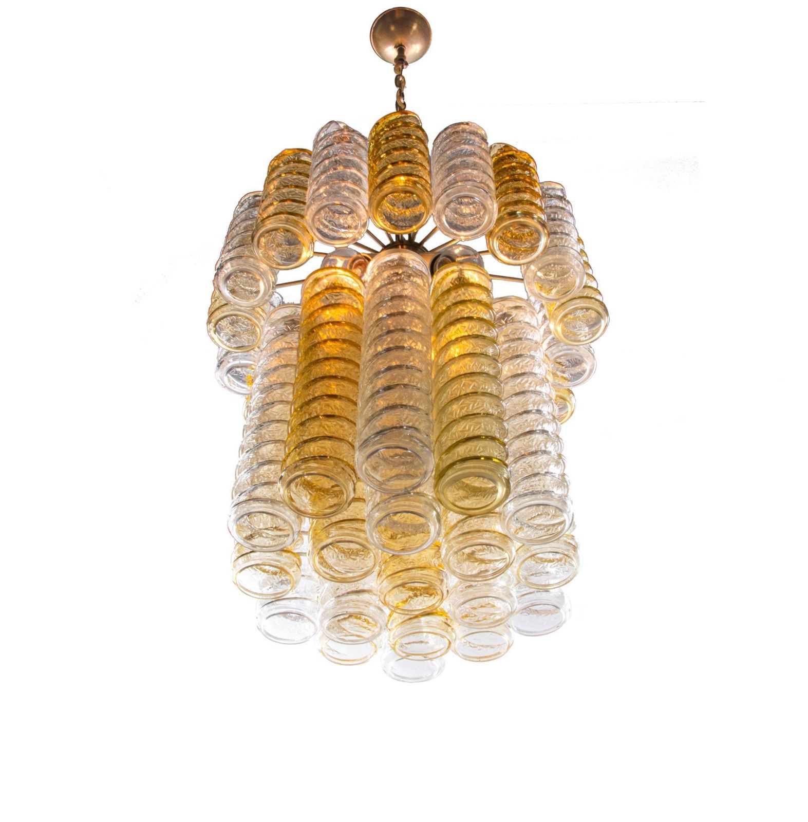 1960 Italy Venini 'Swirl' Chandelier With Twisted Amber & Clear Murano Glass photo furniture