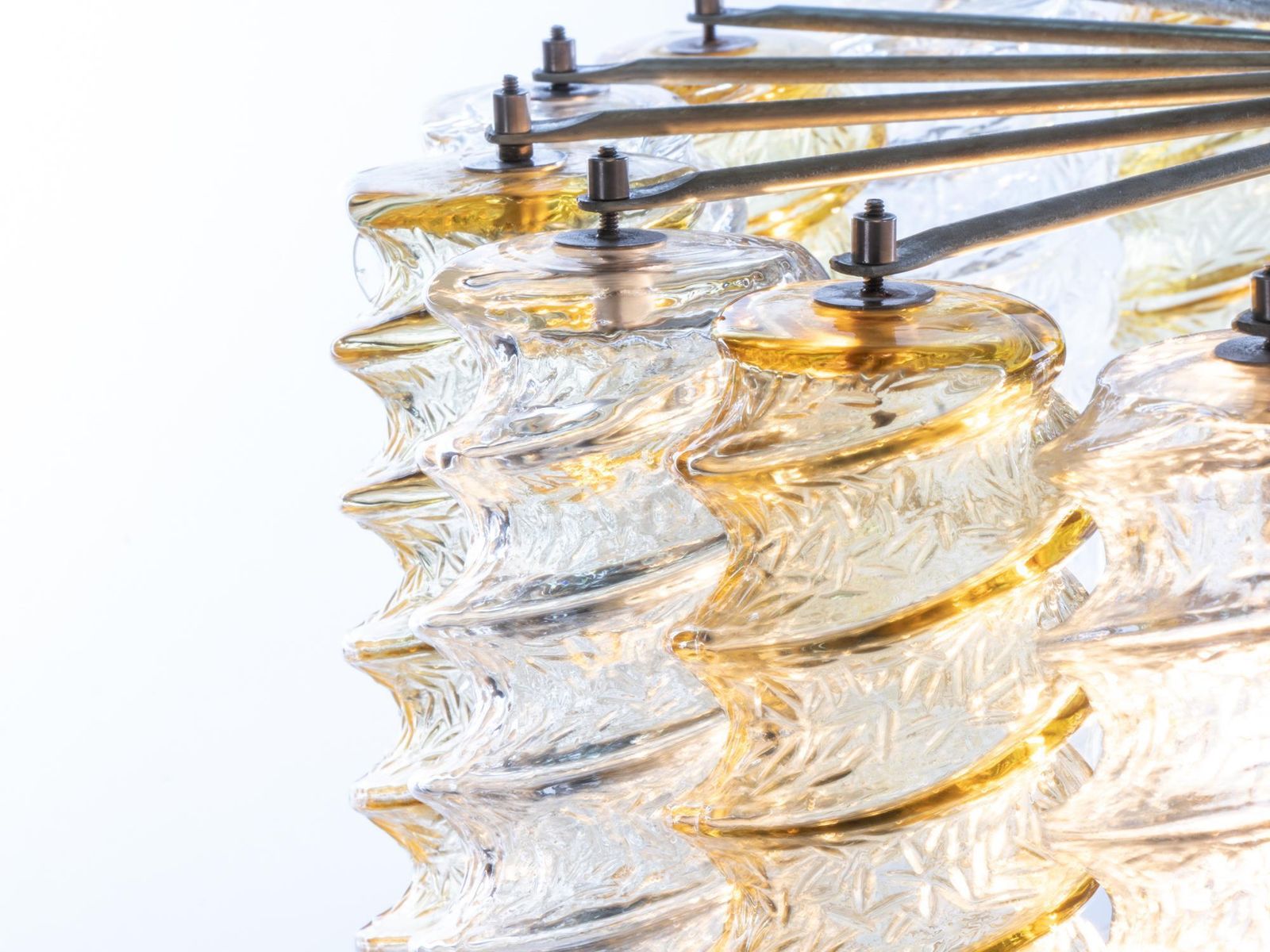 1960 Italy Venini 'Swirl' Chandelier With Twisted Amber & Clear Murano Glass photo 6177.0