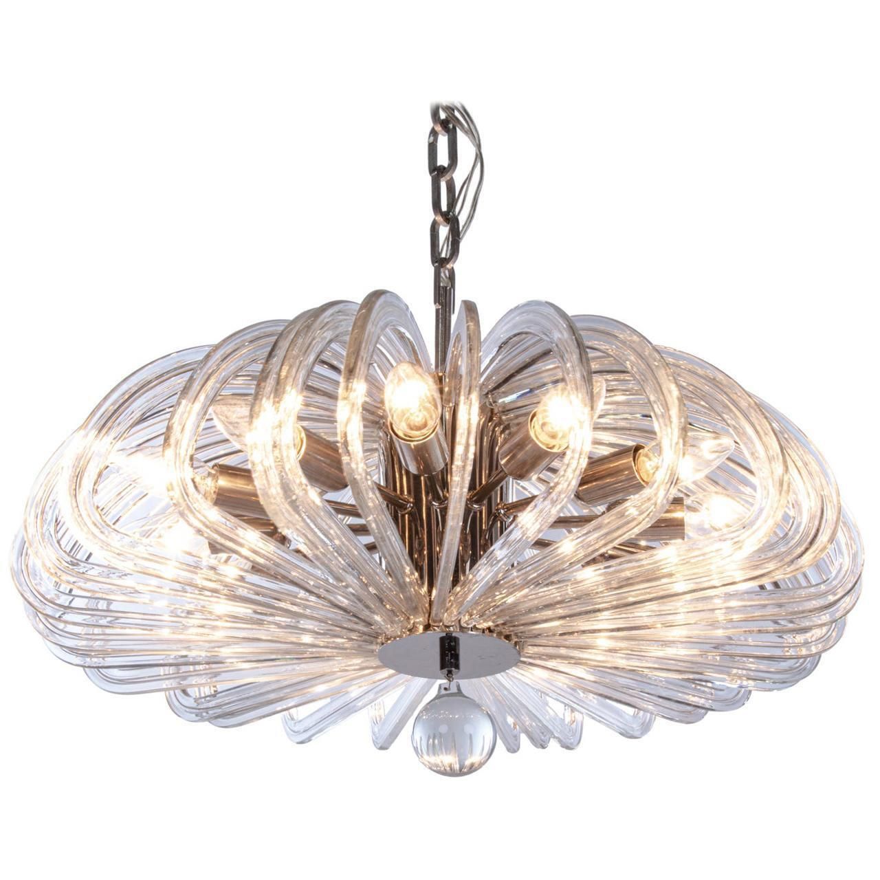 Bakolowits 26" Wave Form Chandelier Crystals & Nickel, Cari Zalloni, Vienna 1960