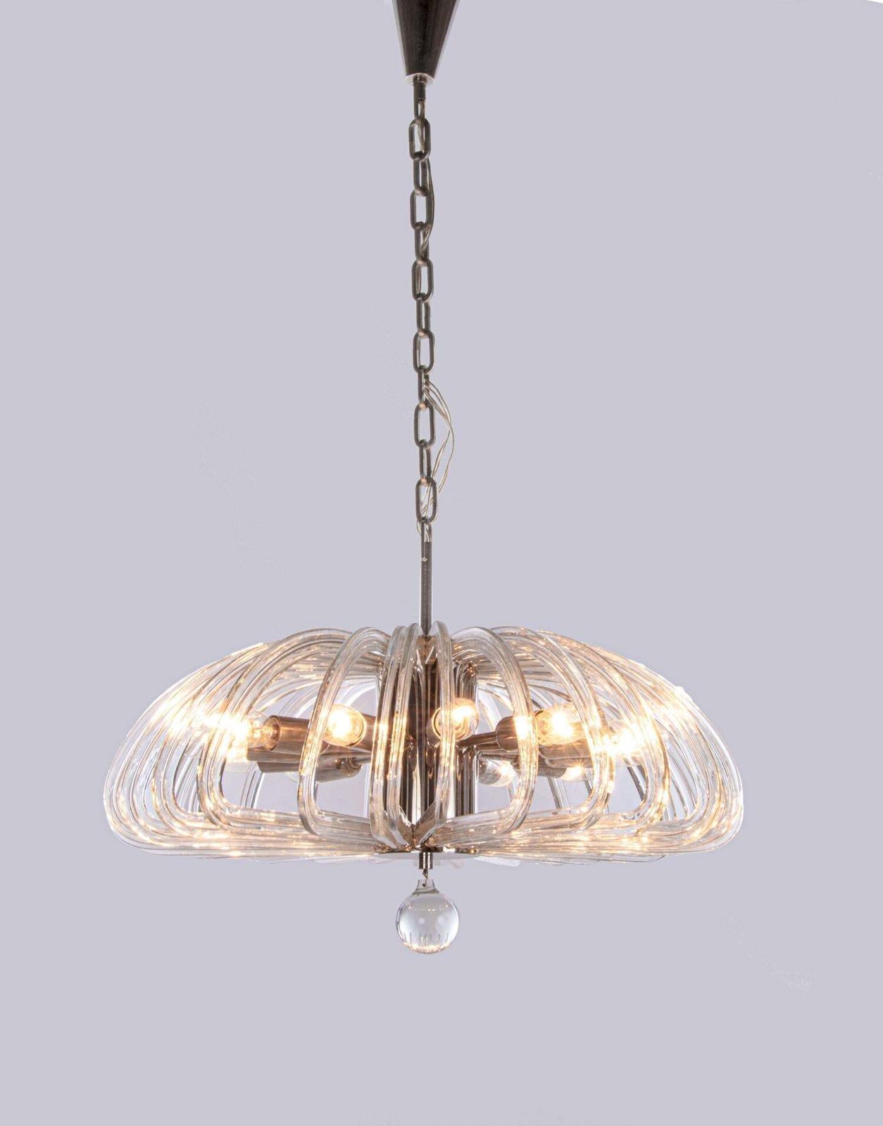 Bakolowits 26" Wave Form Chandelier Crystals & Nickel, Cari Zalloni, Vienna 1960 photo for sale