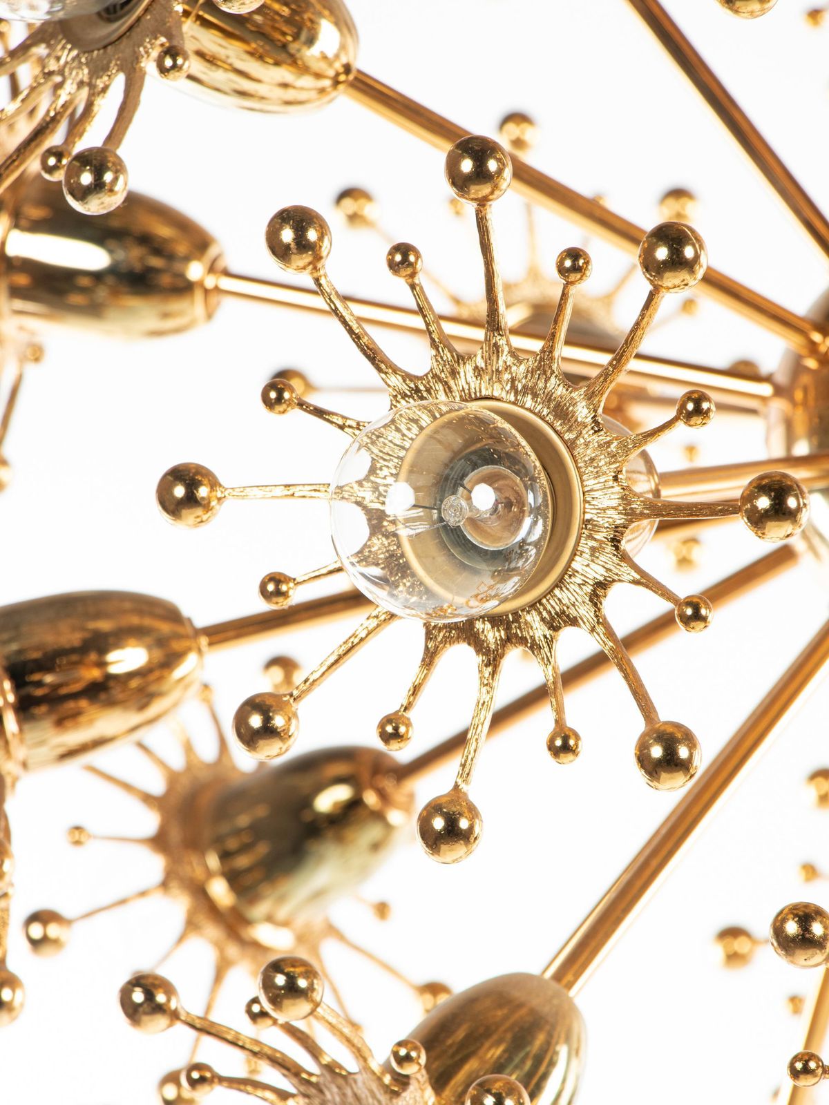 Palwa 26" Starburst Sputnik Chandelier Gold Plated Brass, 1960s photo for sale