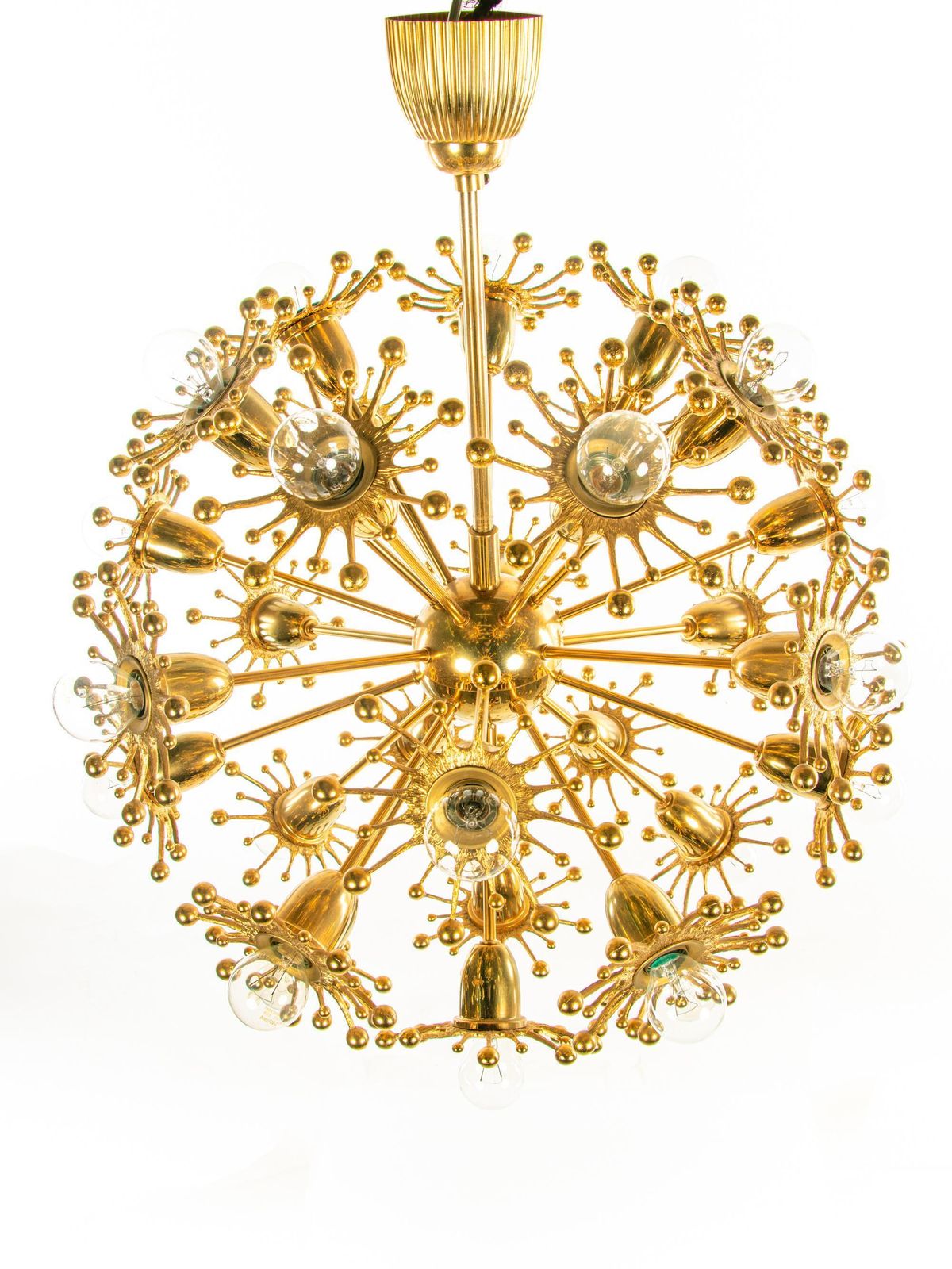 Lighting Palwa 26" Starburst Sputnik Chandelier Gold Plated Brass, 1960s photo