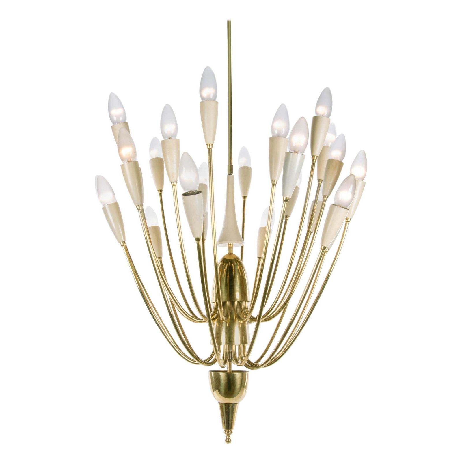 Monumental 24" Sputnik Chandelier Enamel & Brass By Kalmar, Austria 1950