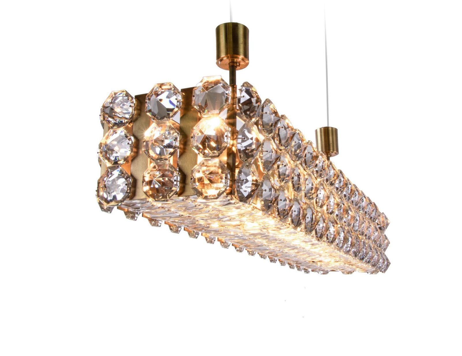 1 (Of 2) Bakalowits & Sons 49" Flush Mount Chandelier Crystal & Brass photo furniture