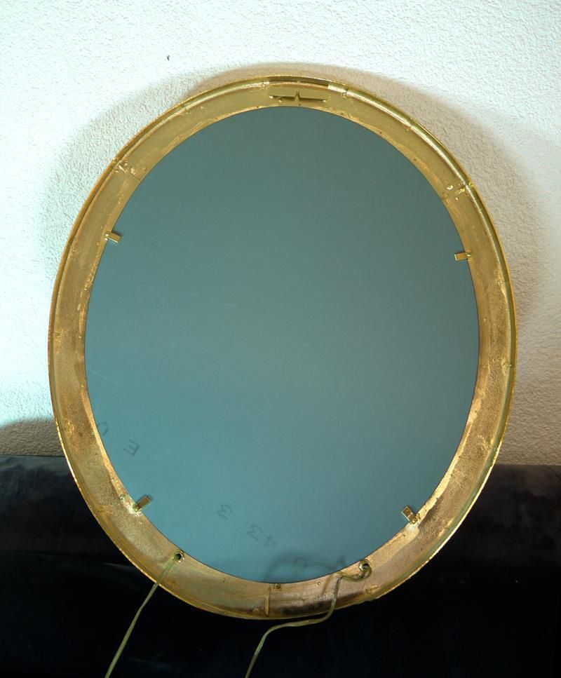 2971.0 Illuminated Oval Mirror Crystal & Gilt Brass By Palwa, Germany 1960 photo