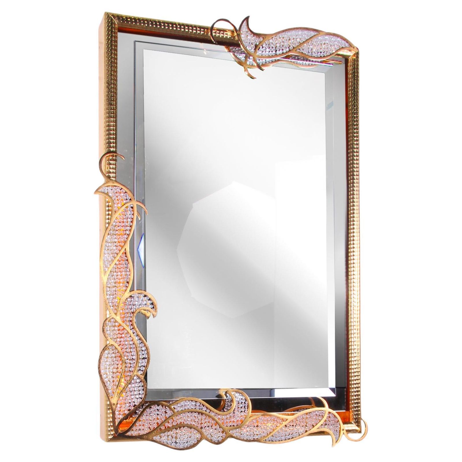 Majestic 38" Gilded Backlit Mirror Swarovski Crystals By Kurt Faustig, Munich