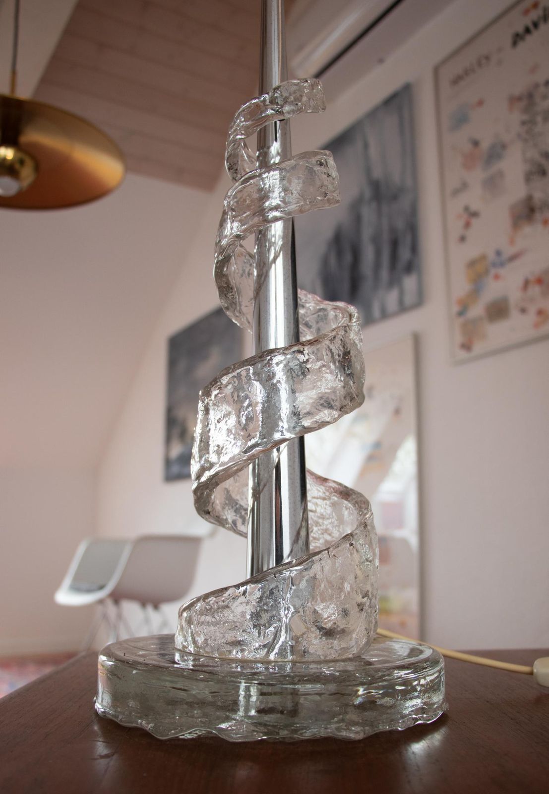 Murano Glass Spiral Table Lamp By Angelo Brotto For Esperia, Italy 1970s photo for sale