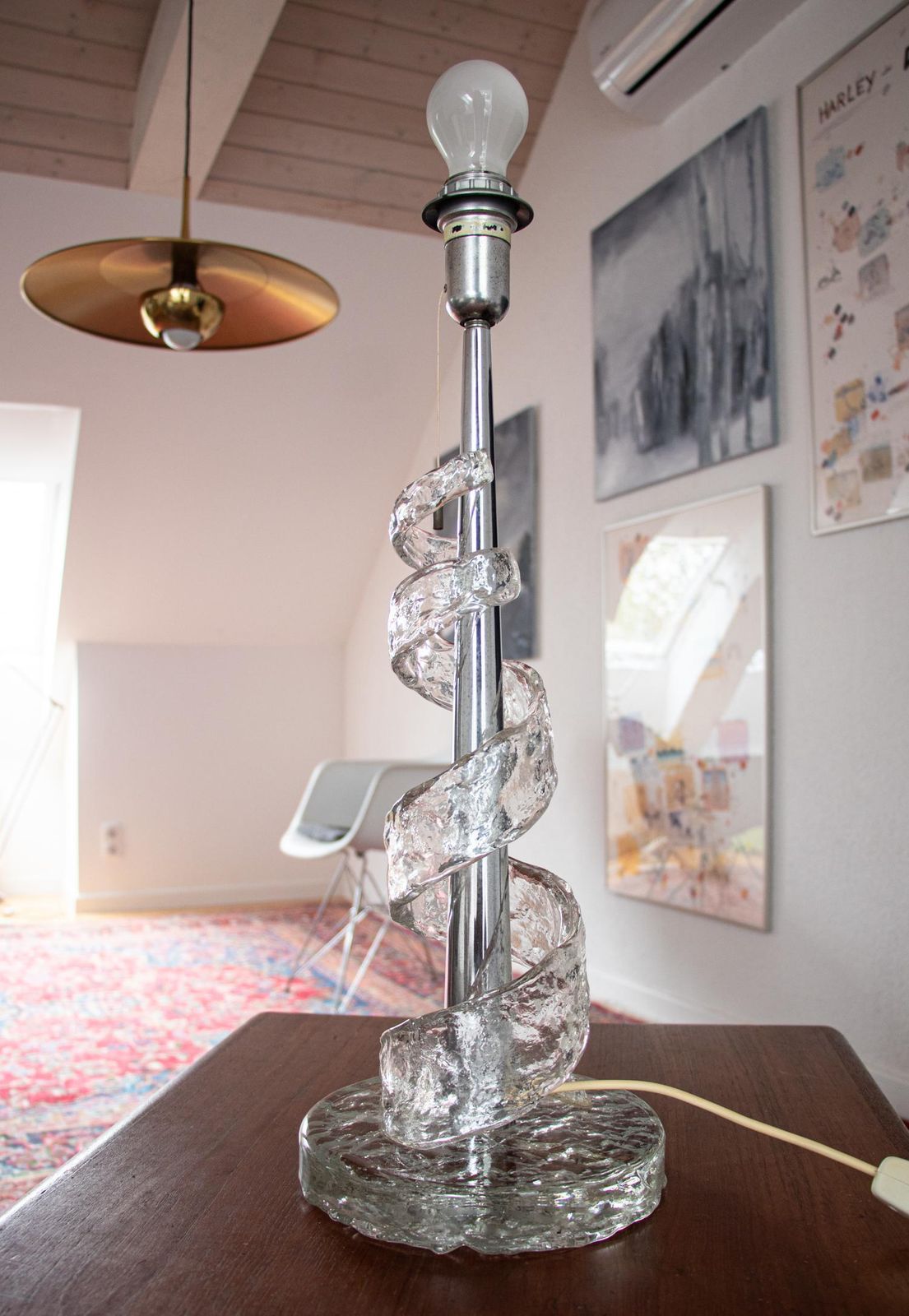 Murano Glass Spiral Table Lamp By Angelo Brotto For Esperia, Italy 1970s photo buy