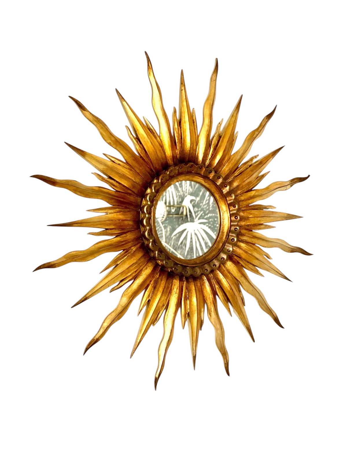 Giltwood Sunburst Wall Mirror, Early 20th Century photo vintage