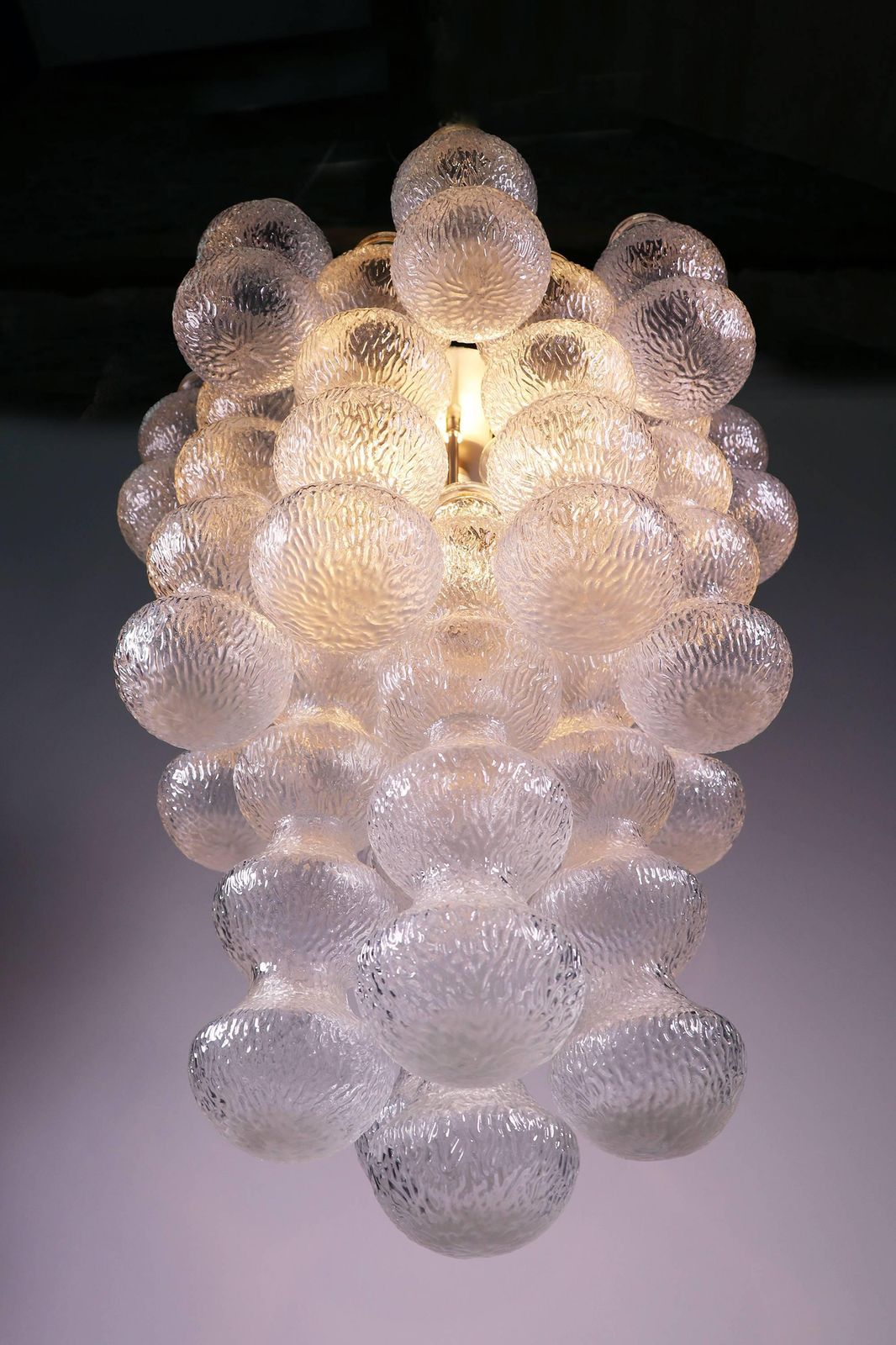 Seguso 40" Chandelier Murano Glass & Chrome By Napoleone Martinuzzi, Italy 1960 photo Lighting