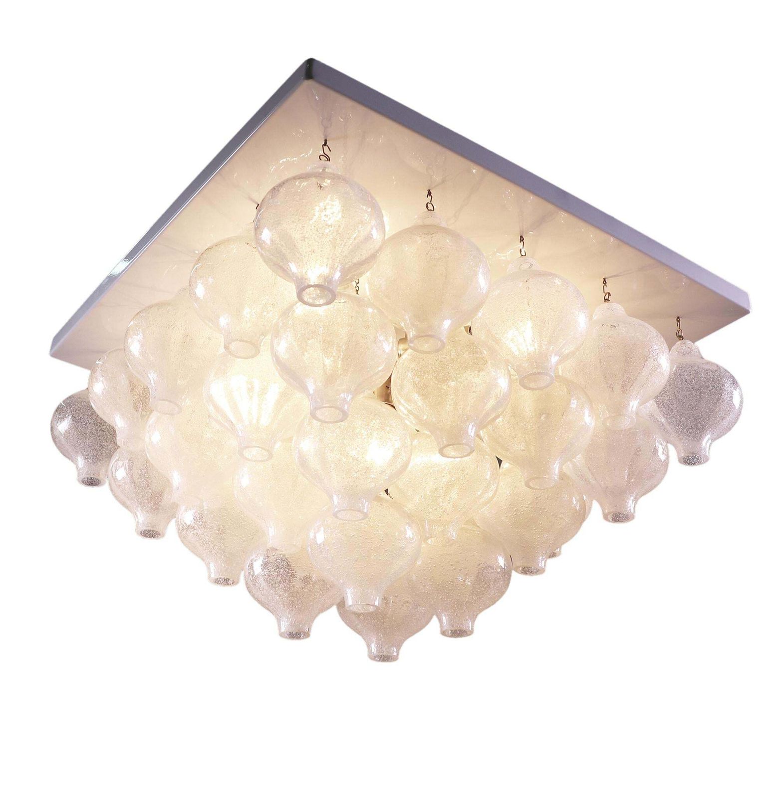Gorgeous 18" Kalmar Pyramid Flush Mount Tulipan Murano Glass, Vienna, 1960s photo for sale