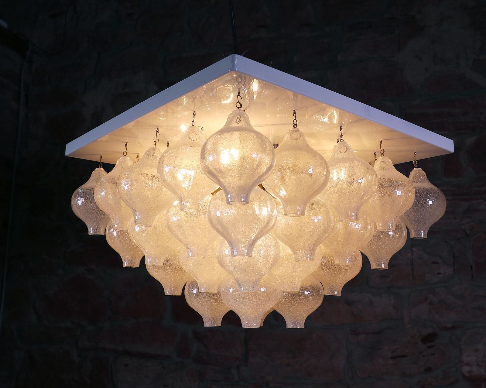 Lighting Gorgeous 18" Kalmar Pyramid Flush Mount Tulipan Murano Glass, Vienna, 1960s photo