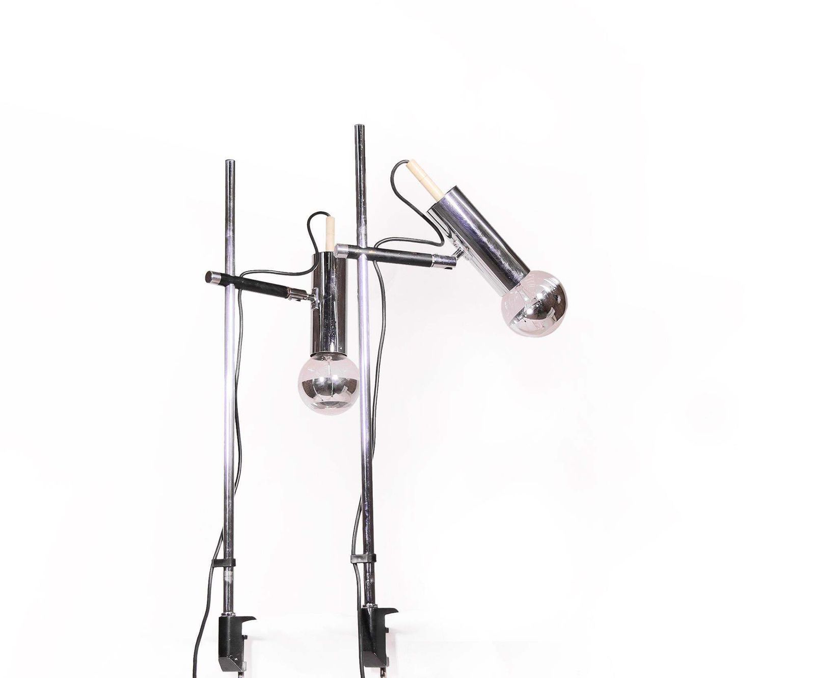 Adjustable Pair Of Minimalist Articulated Desk Clamp Lamps By Staff Germany 1960 photo for sale