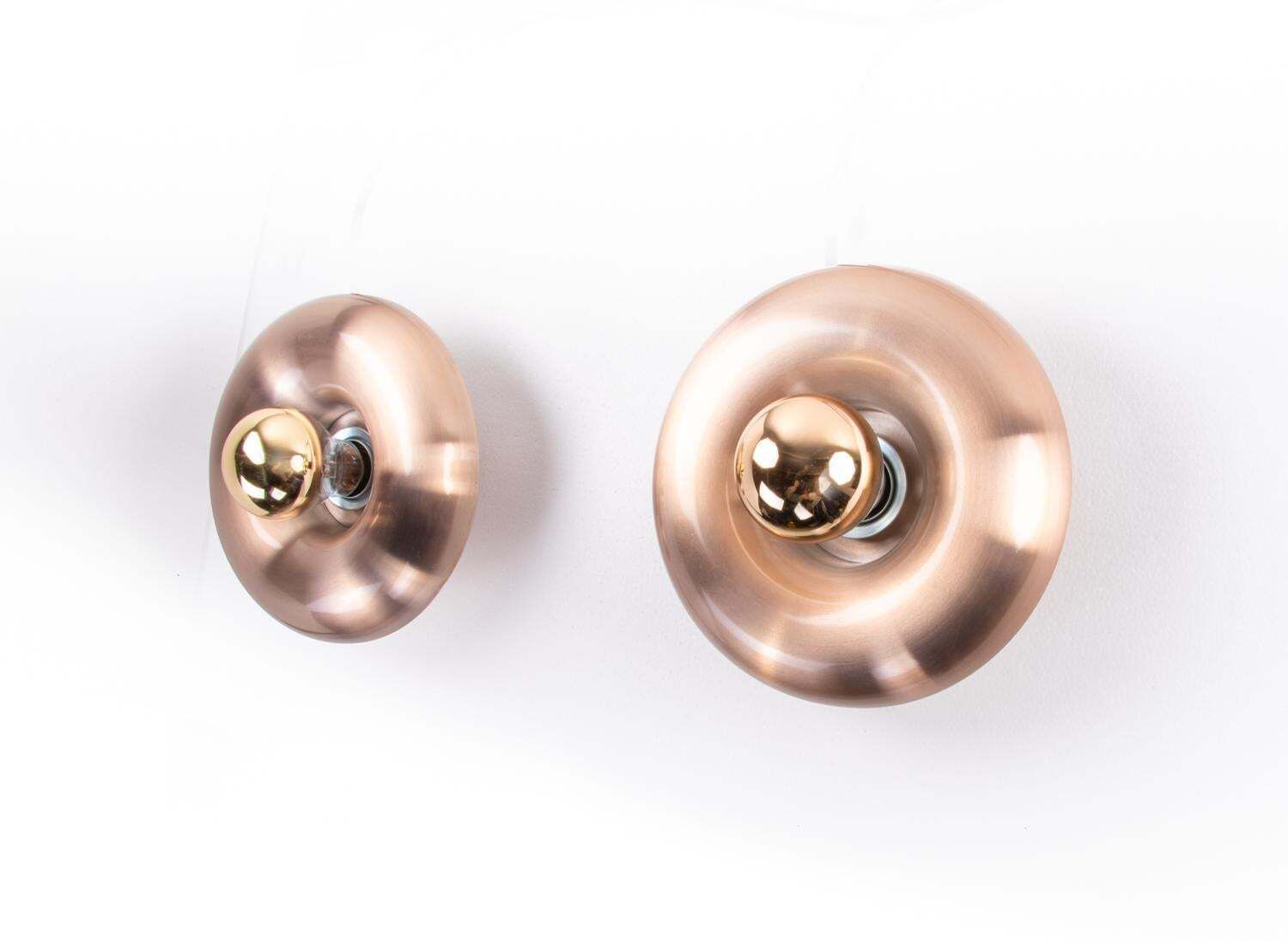 Pair Of Rosegold Copper Wall Sconces By Teka No 7819, Germany 1960 photo for sale