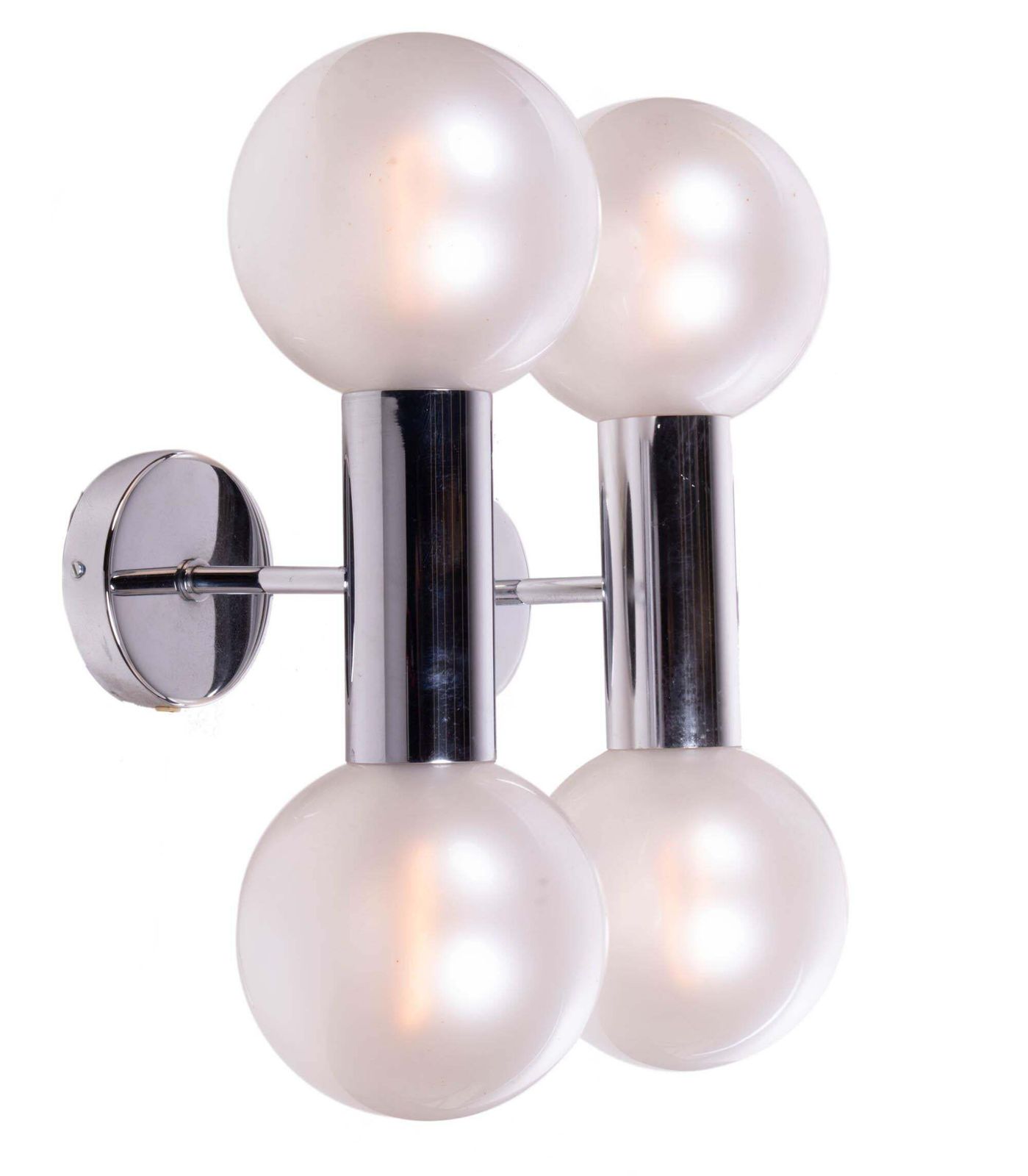 1 (Of 2) Pair Of Motoko Ishii Pearl Sputnik Wall Sconces Glass & Chrome By Staff photo for sale
