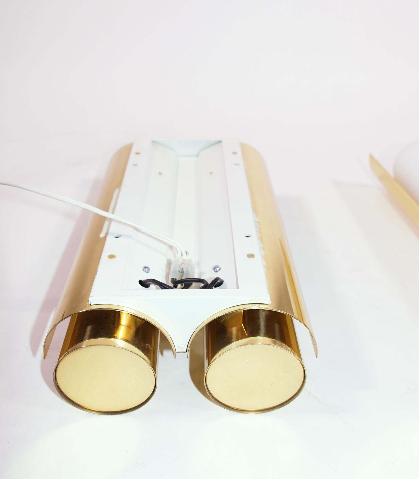 1 (Of 3) Pair Of 1970 Germany Limburg Double Wall Sconces Opaline Glass & Brass photo 1508.0