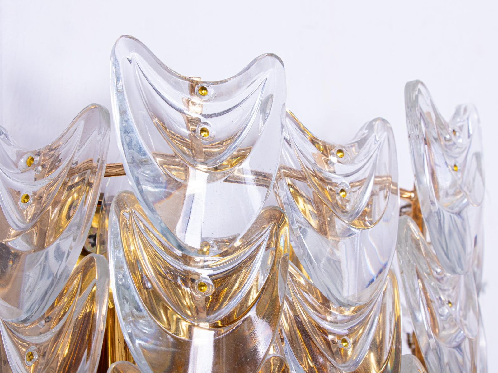 Set Of 2 1960 Germany Palwa Wall Sconces Crystal Glass & Gilt Brass photo 1508.0
