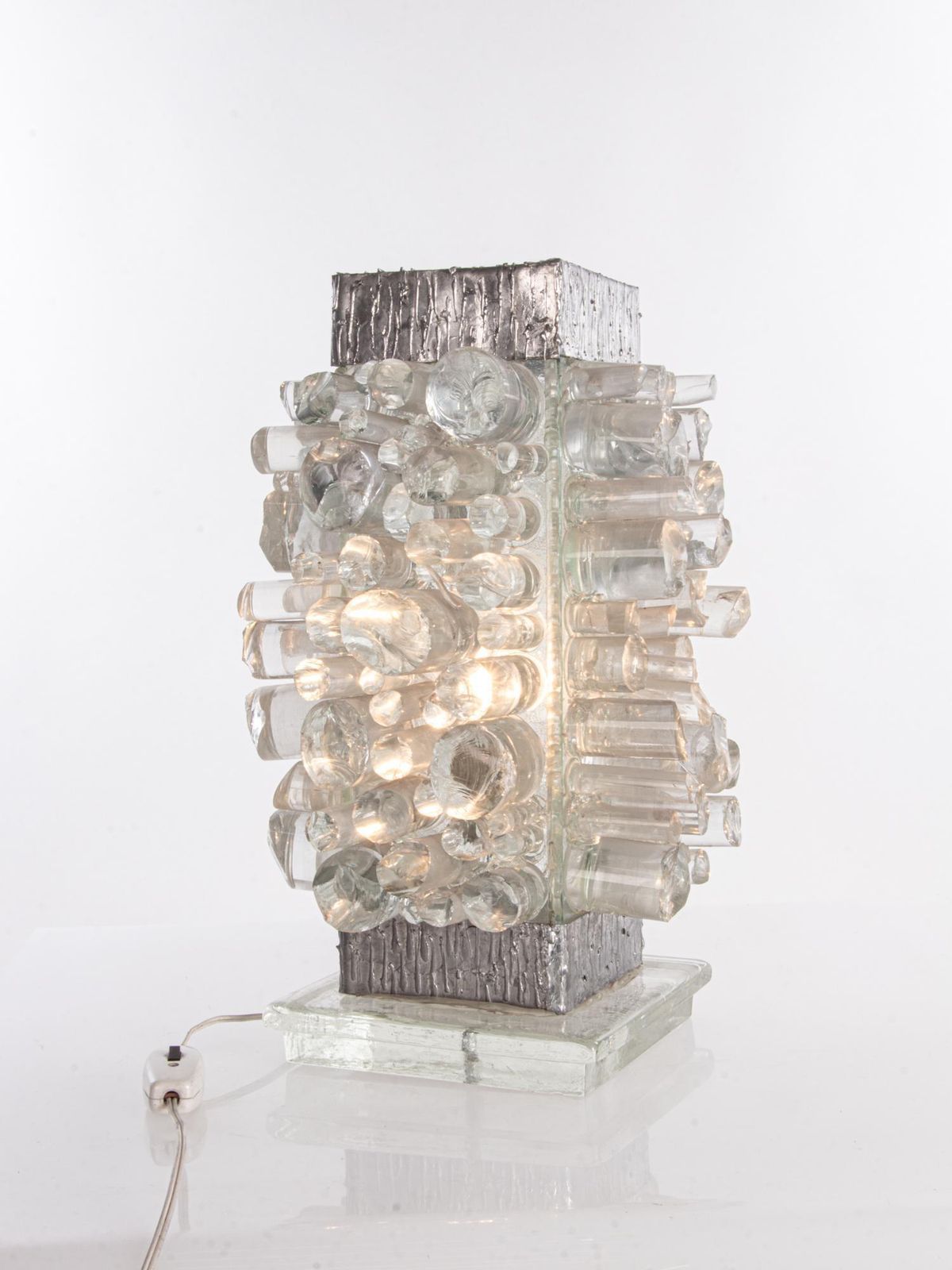 Unique Brutalist 18" Murano Glass Table Lamp In The Manner Of Poliarte 1960 photo 5798.0