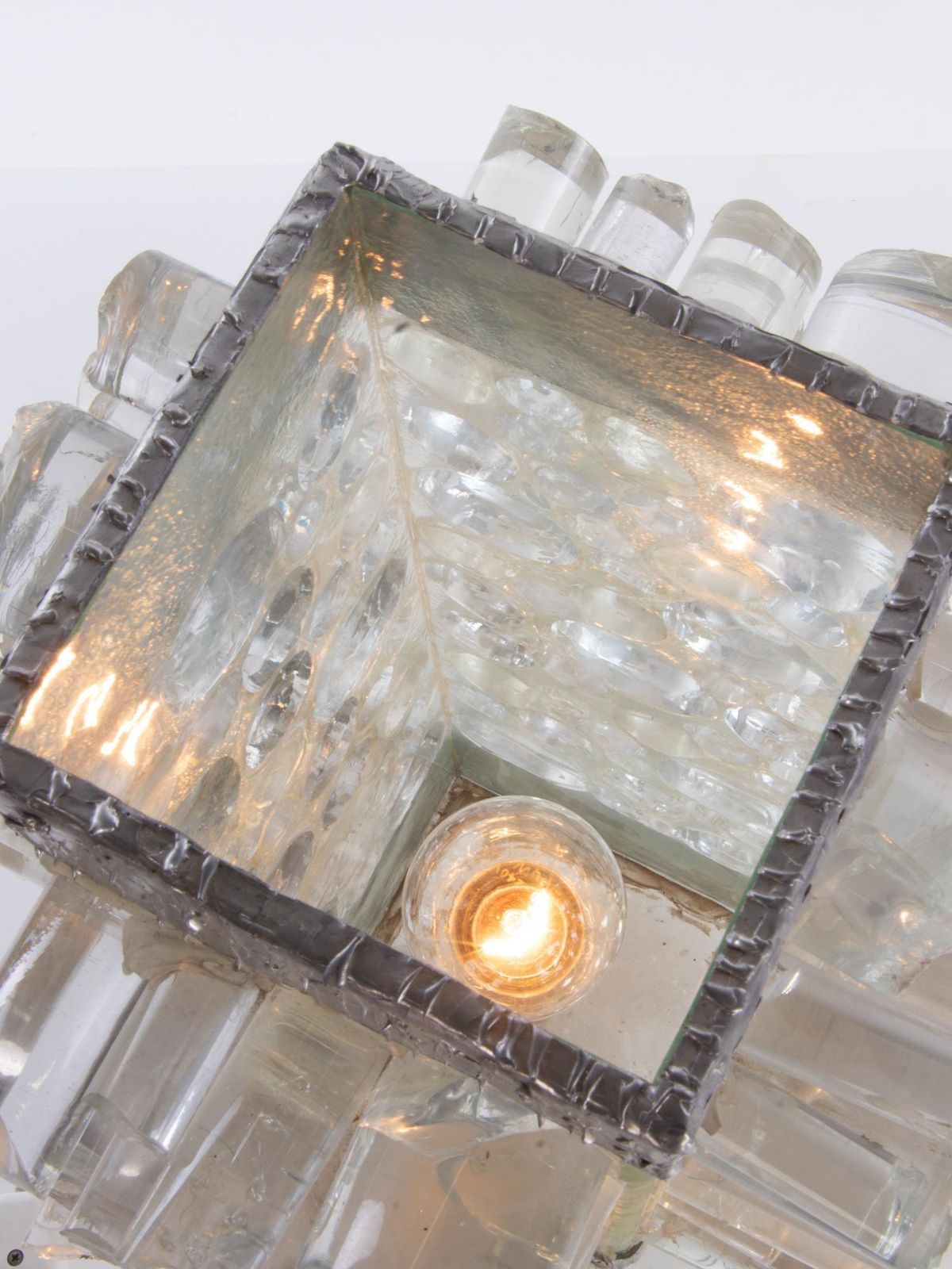 Lighting Unique Brutalist 18" Murano Glass Table Lamp In The Manner Of Poliarte 1960 photo