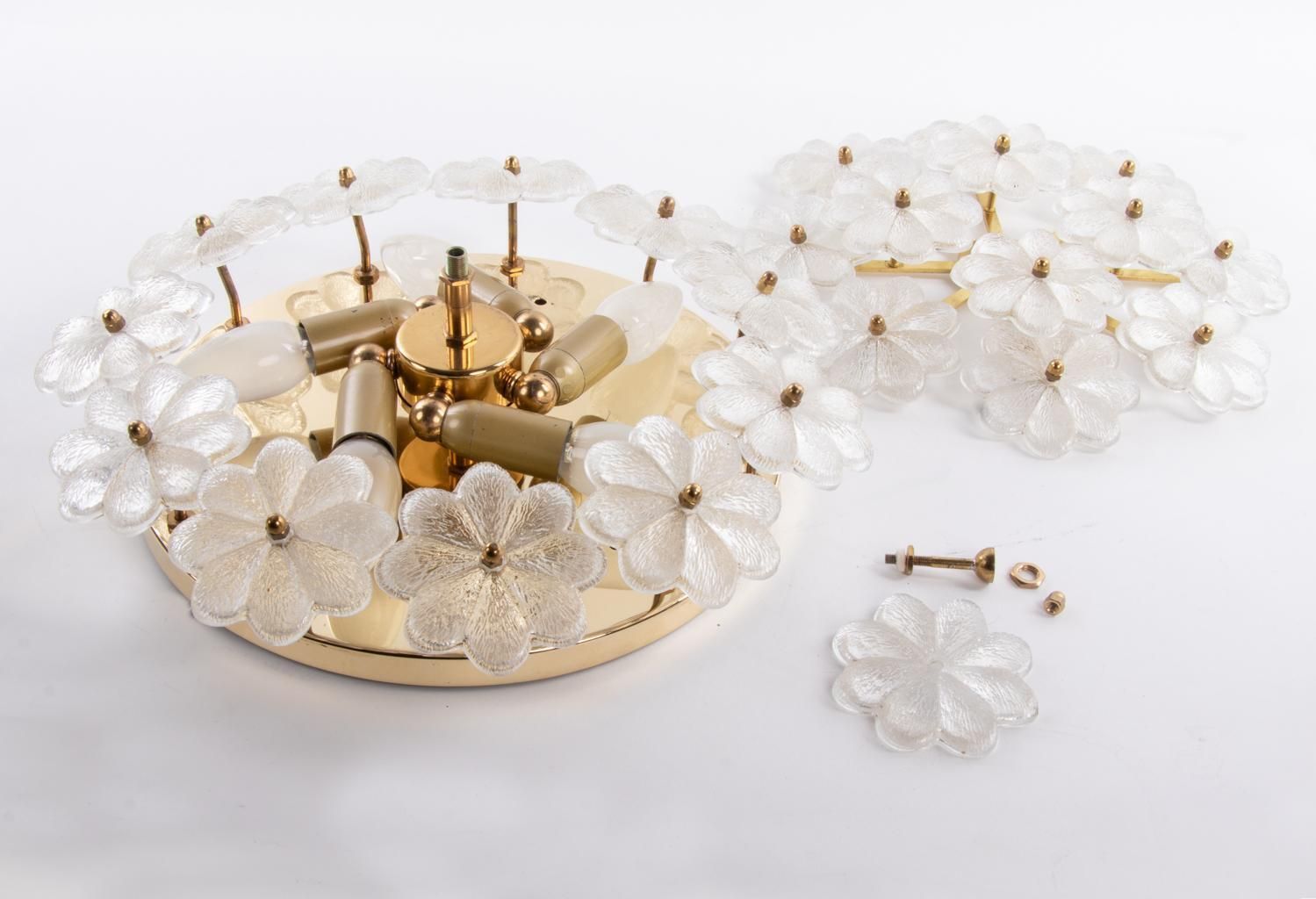 1 (Of 2) Floral Palwa Flush Mount And Wall Sconce Lamp Chandelier By Ernst Palme photo vinterior