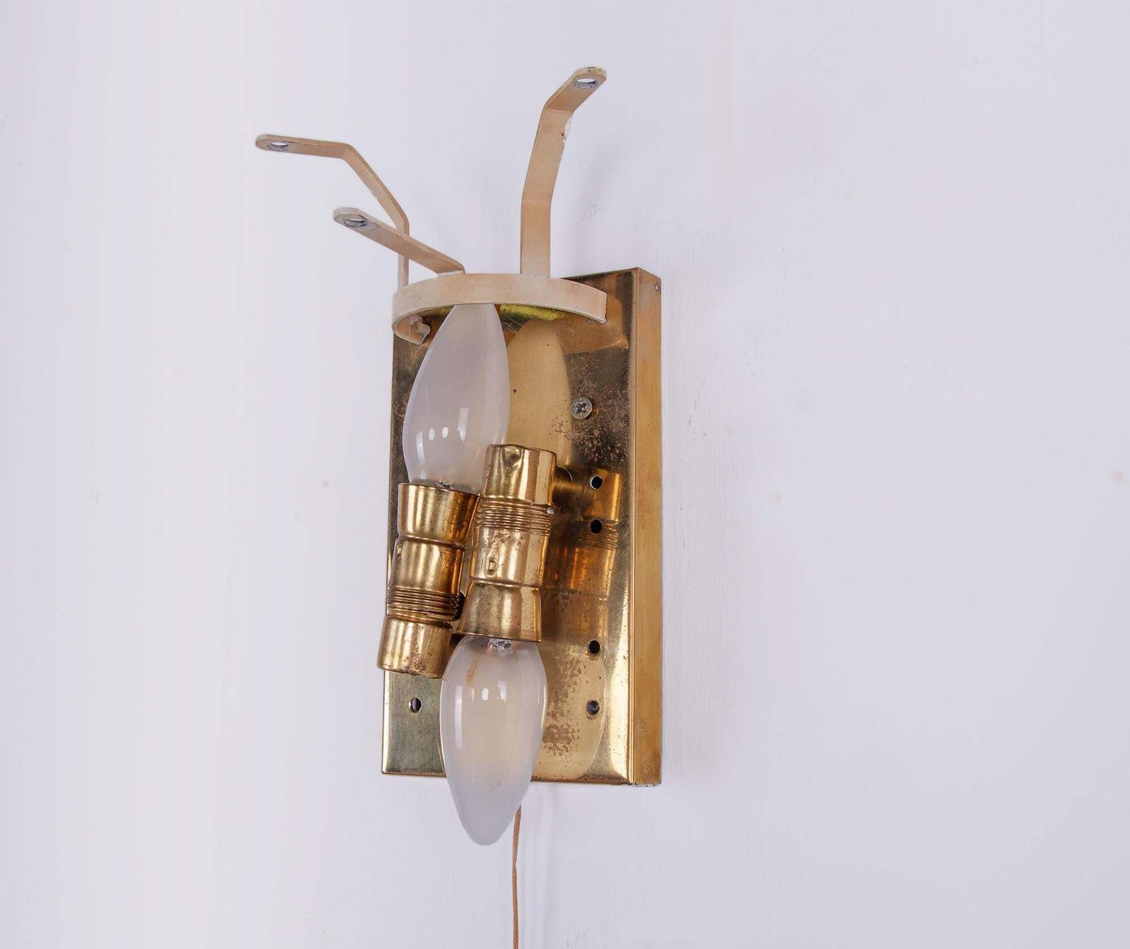 photo furniture Pair Of Kinkeldey Wall Sconces Frosted Glass Balls & Brass, Germany 1960s