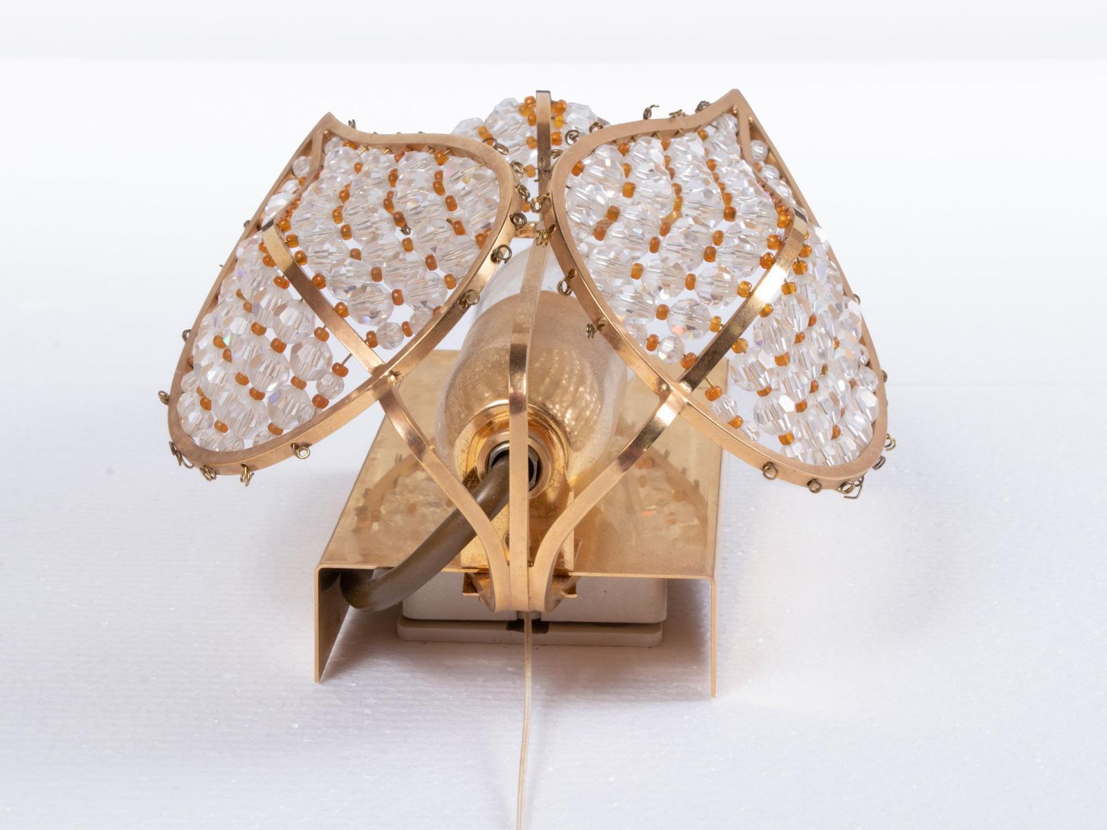 1960 Germany Palwa Lovely Wall Sconce Crystal & Gilt Brass, Set Of 2 photo for sale