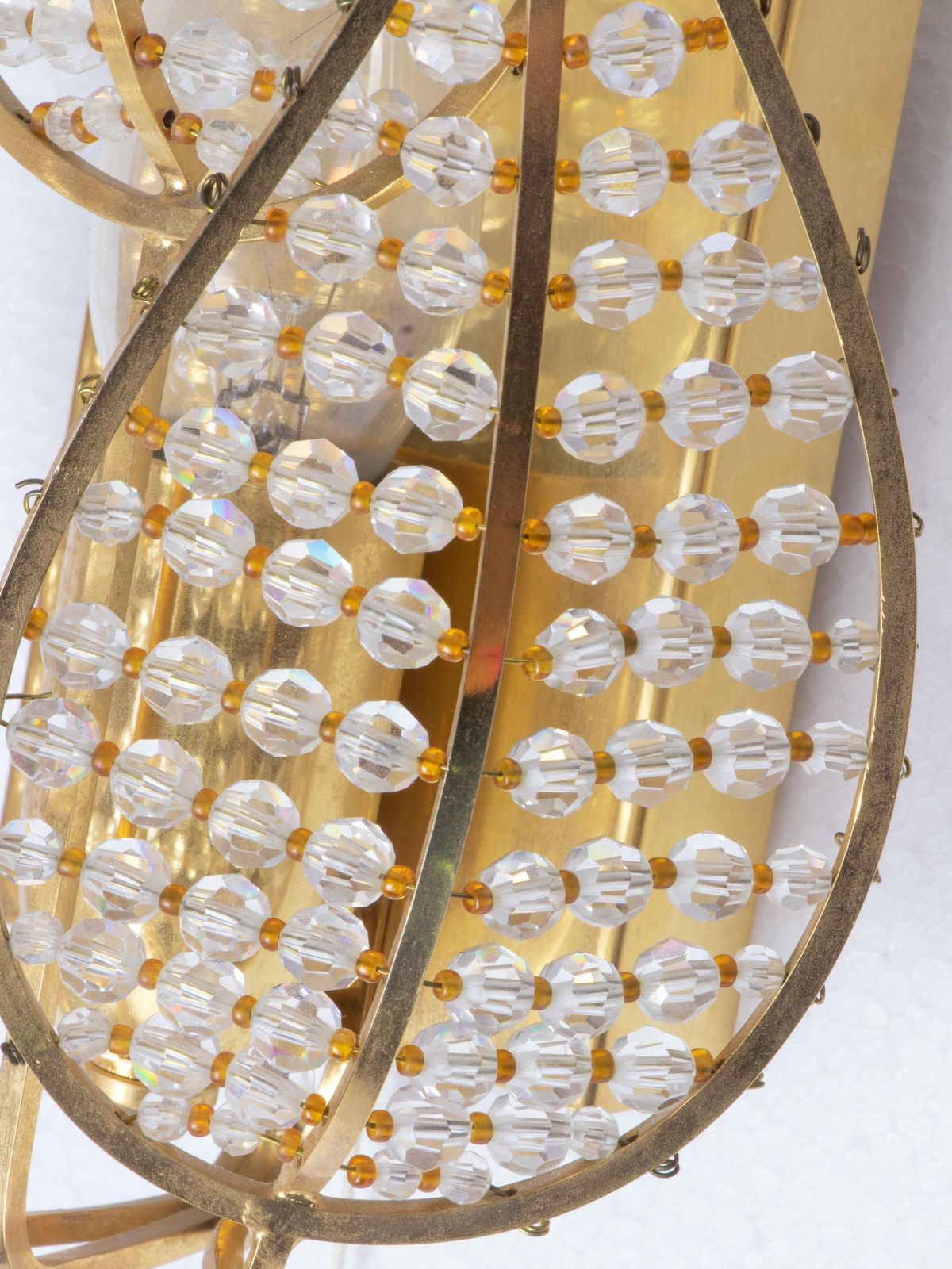 1960 Germany Palwa Lovely Wall Sconce Crystal & Gilt Brass, Set Of 2 photo buy