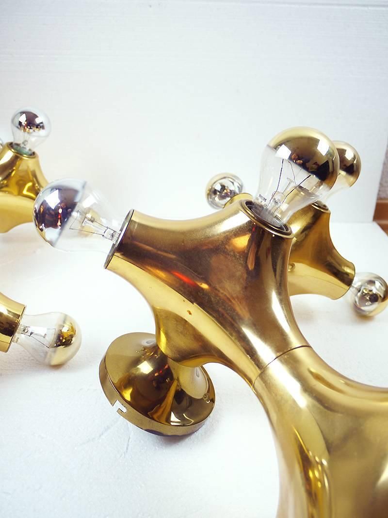 1970s Germany Cosack Gemini Organic Golden Space Age Wall Light, Set Of 2 photo Lighting