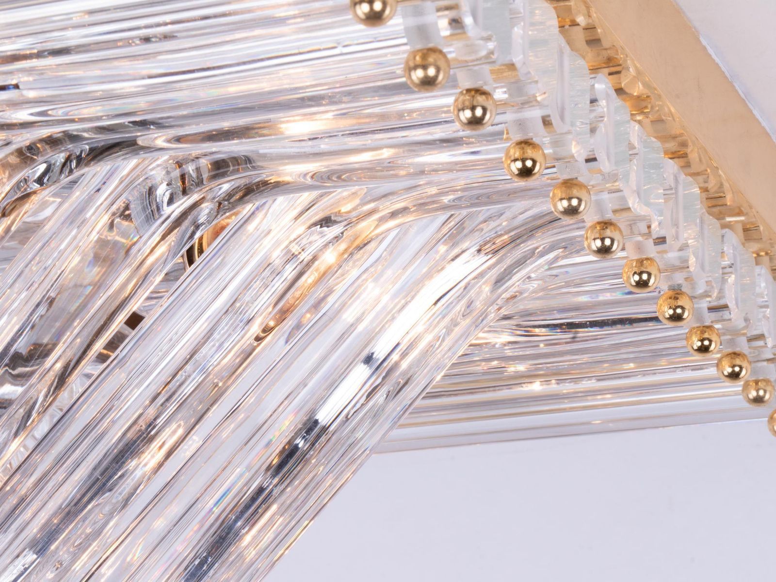 Quadriedri Curvati Murano Flush Mount Glass & Brass, Venini, Italy 1970s photo Lighting