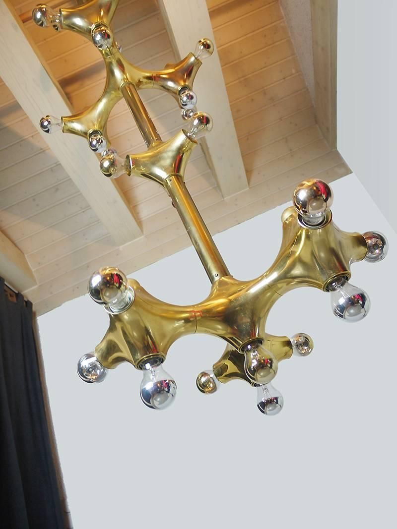 Organic Golden 67" Space Age Foyer Lighting Object Gemini By Cosack Germany 1970 photo 8388.0