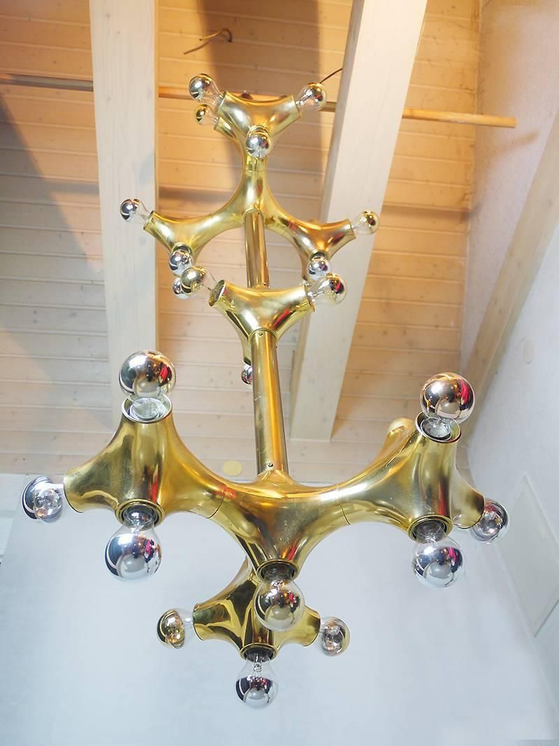 Organic Golden 67" Space Age Foyer Lighting Object Gemini By Cosack Germany 1970 photo vinterior