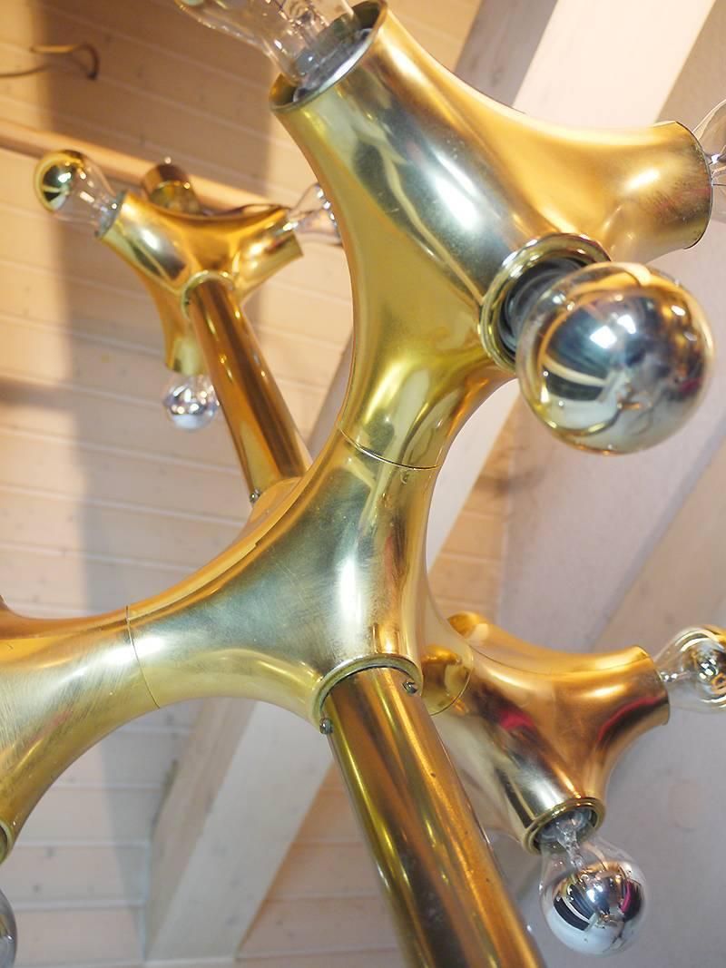 Organic Golden 67" Space Age Foyer Lighting Object Gemini By Cosack Germany 1970 photo vintage