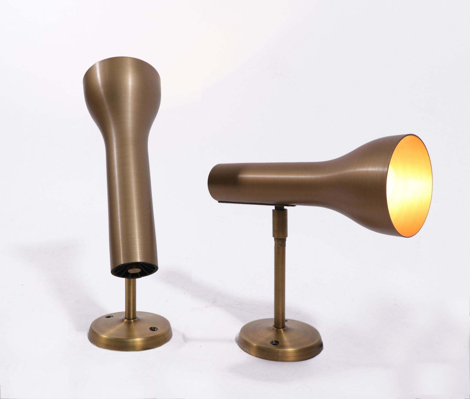 Pair Of Brass Wall Spots By Lad Team For Swiss Lamps International, Zürich 1960s photo Lighting