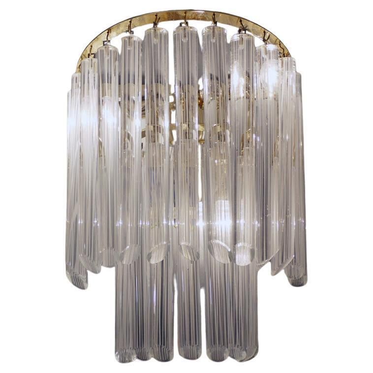Venini Wall Sconce White Murano Glass & Brass, Italy, 1960s