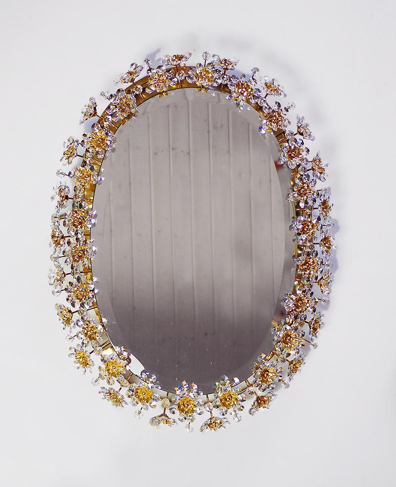 1960, Germany, Palwa Oval Backlit Mirror Crystal & Gilt Brass By Christoph Palme photo buy