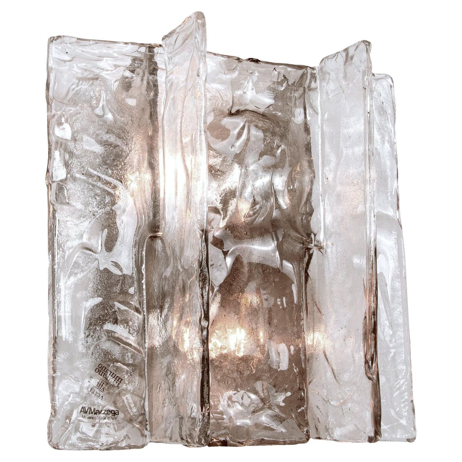 Carlo Nason Amber Murano Wall Sconce Glass & Chrome By Mazzega, Italy, 1960s