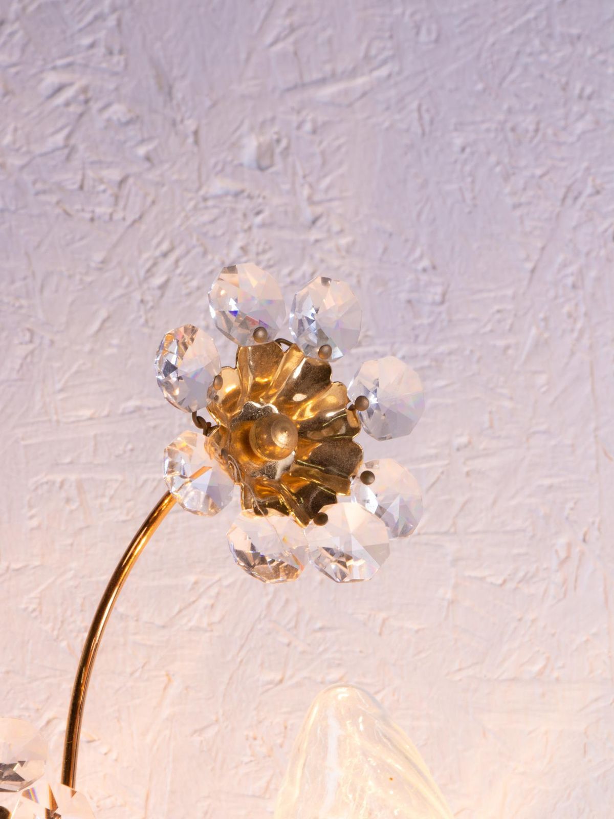 photo furniture Pair Of Flourish Jewel Wall Sconces Crystal & Gilt Brass By Palwa, Germany 1960s