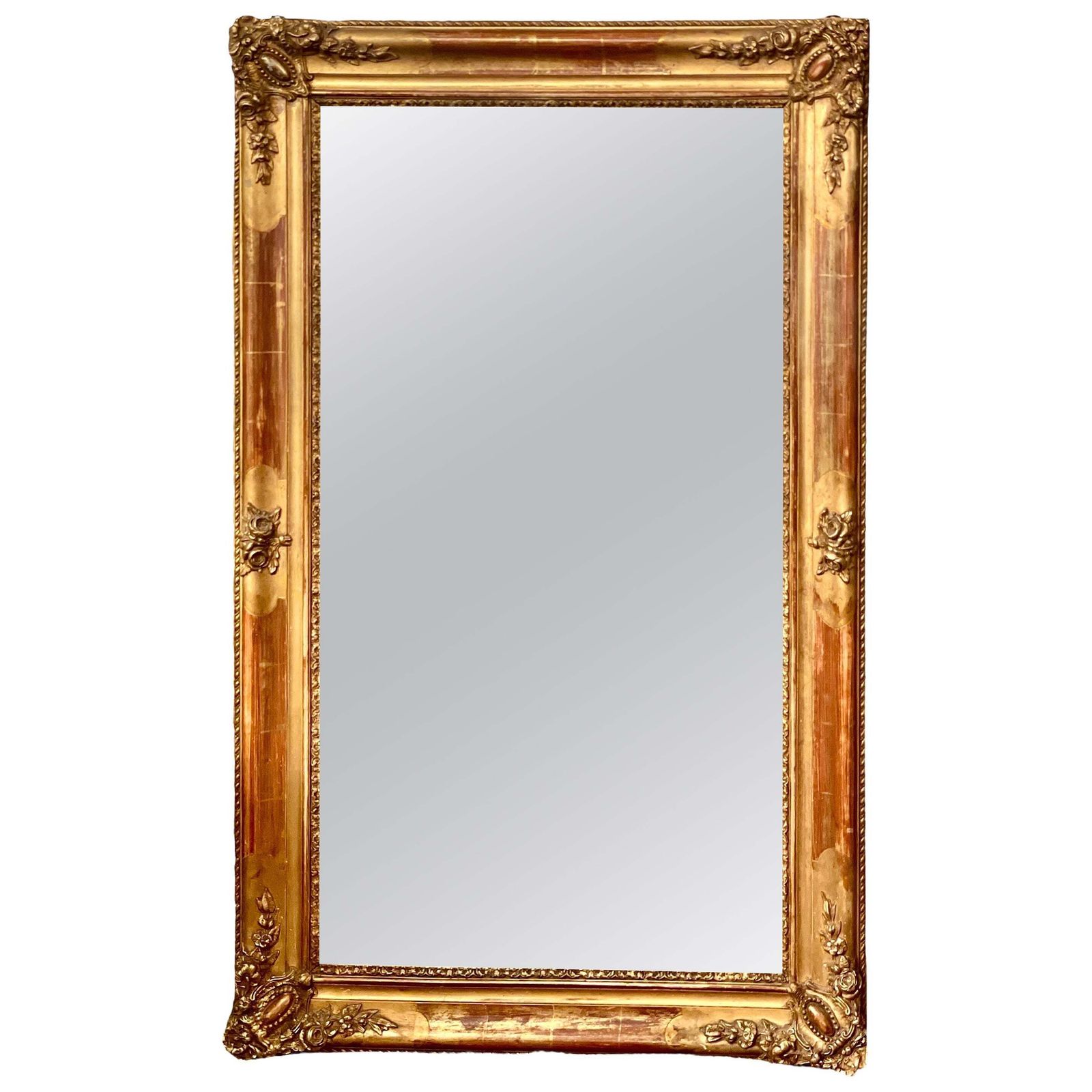19th Century French Napoleon III Giltwood Wall Mirror With Mercury Glass