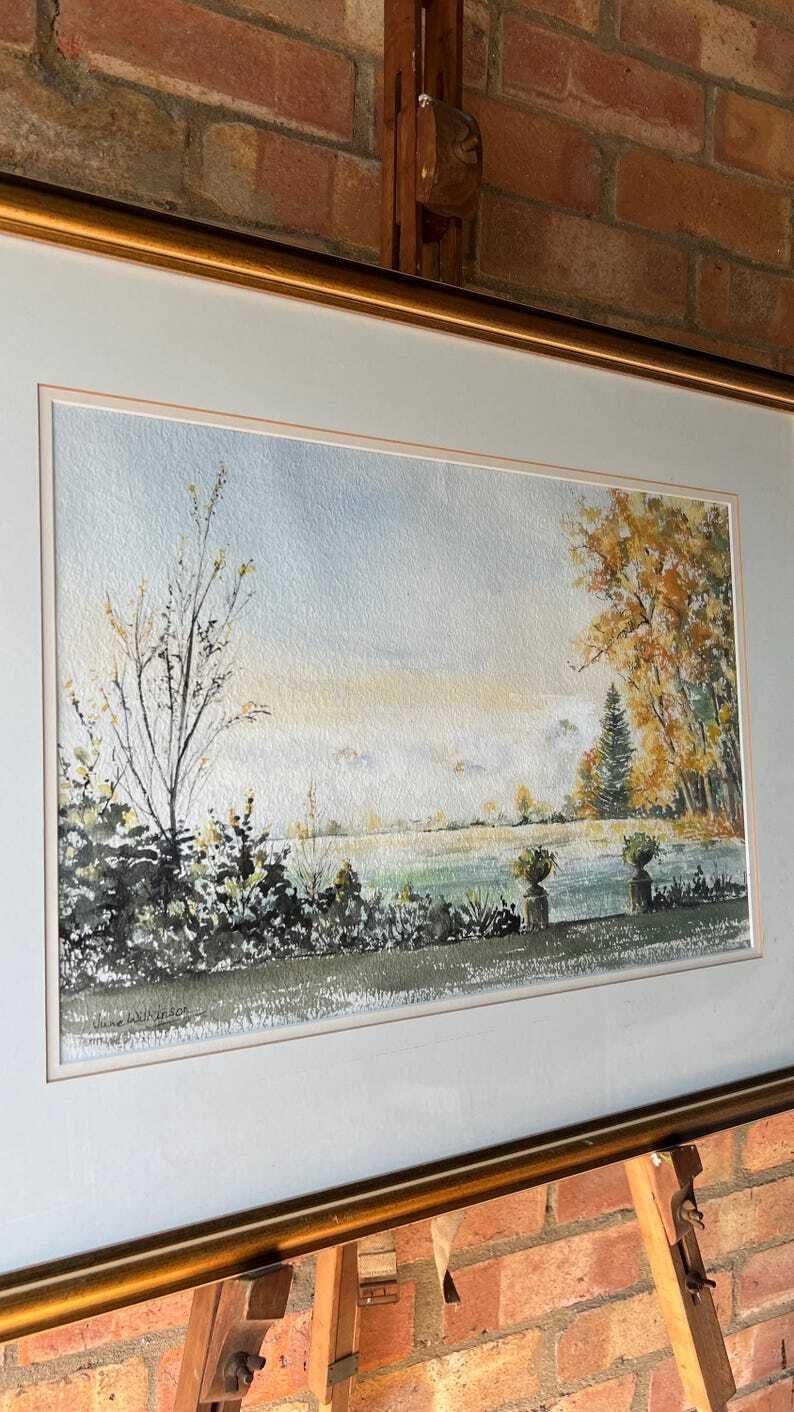 Large Watercolour Landscape Painting By June Wilkinson – Framed & Ready To Hang photo for sale
