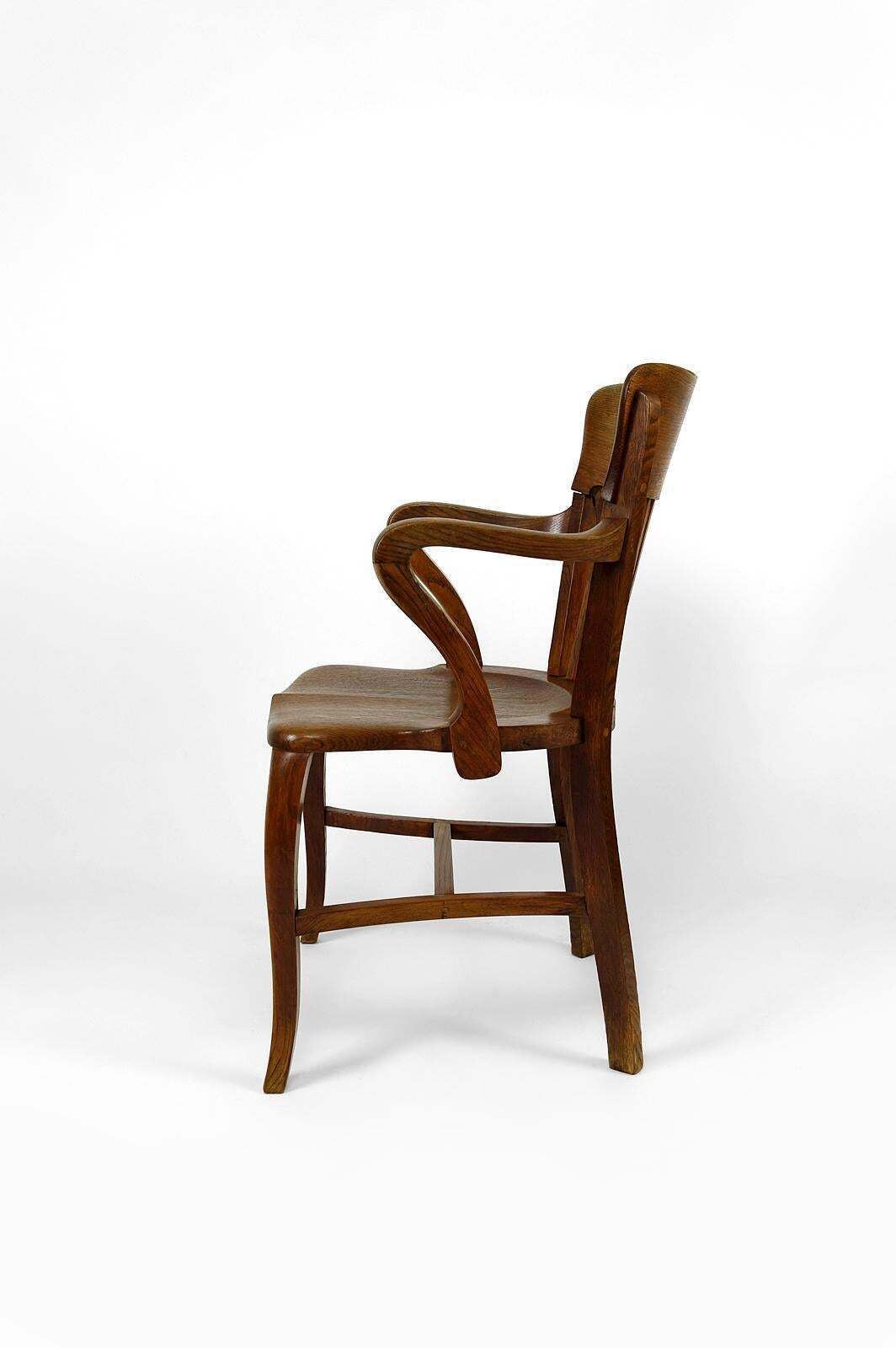 American Oak Office Armchair, USA, Circa 1900 photo vintage