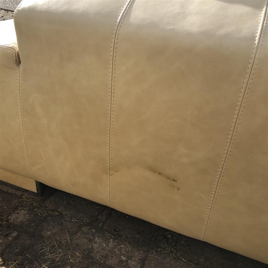 Contemporary Italian Cream White Leather Large Two Seater Sofa photo for sale