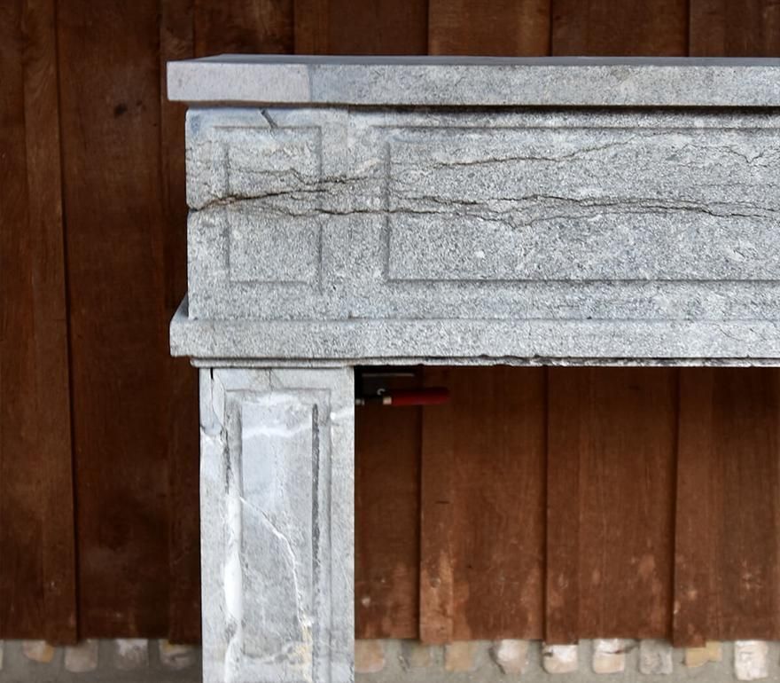 19th Century Antique Grey Marble Stone Louis XVI Fireplace photo furniture