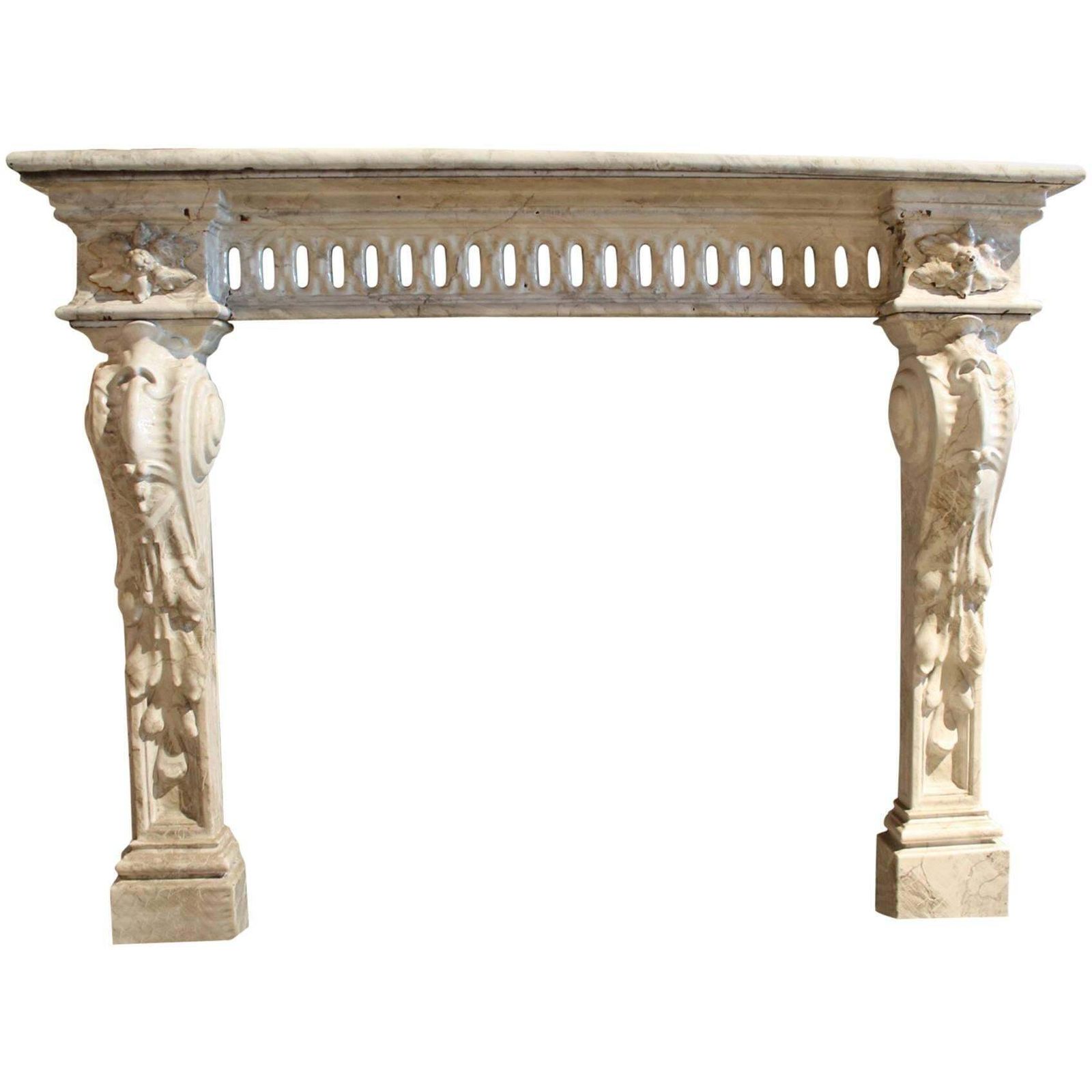 Antique Iron Fireplace Mantel, 19th Century