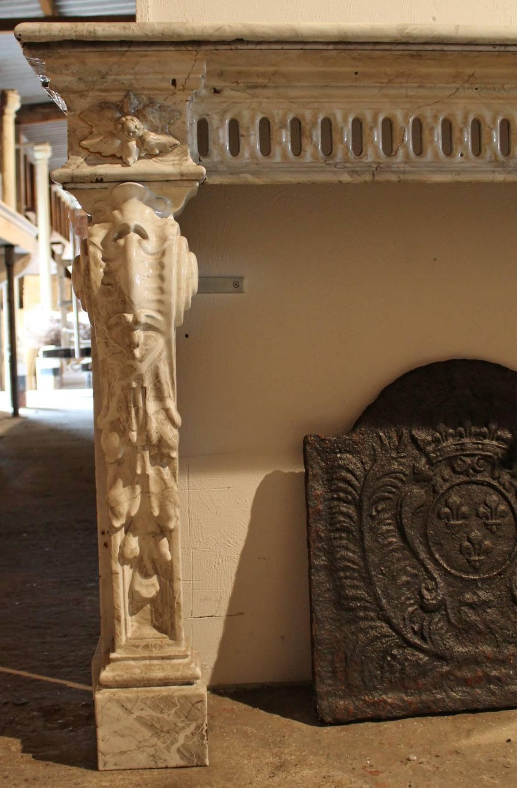 Antique Iron Fireplace Mantel, 19th Century photo for sale