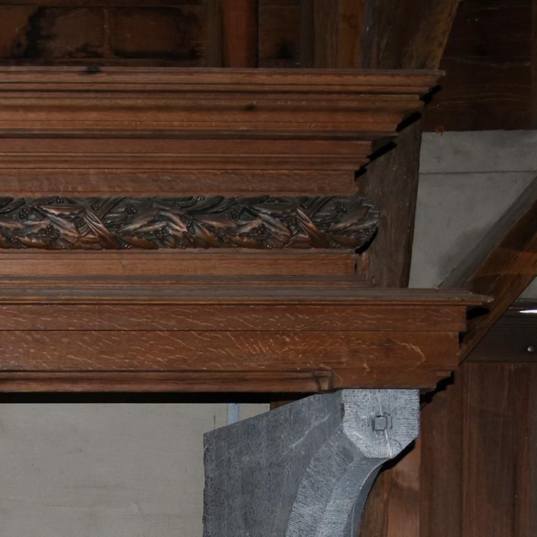 Antique Bluestone Fireplace Mantel With Wooden Mantel From The 19th Century photo 7709.0