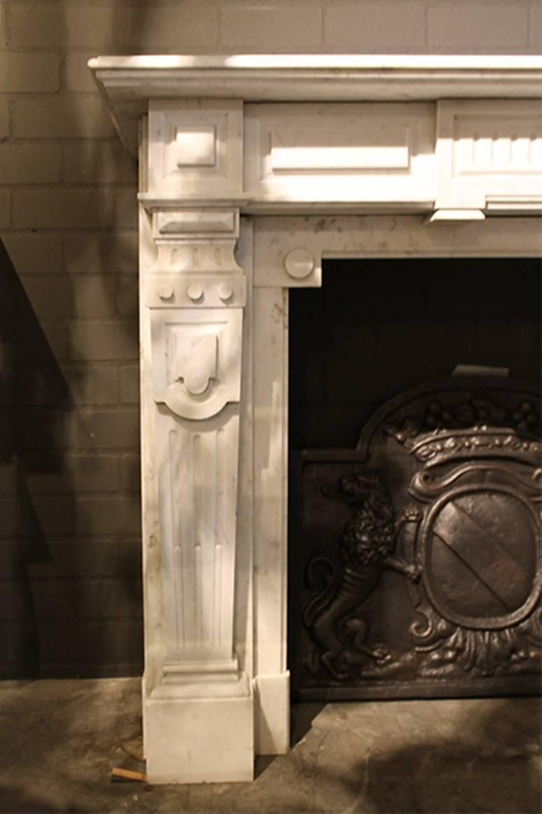 White Marble Fireplace Mantel, 19th Century photo for sale